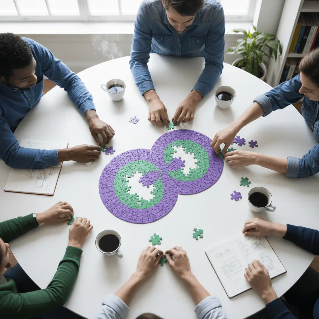overhead-view-diverse-team-hands-assembling-puzzle-pieces-white-table-integration-metaphor